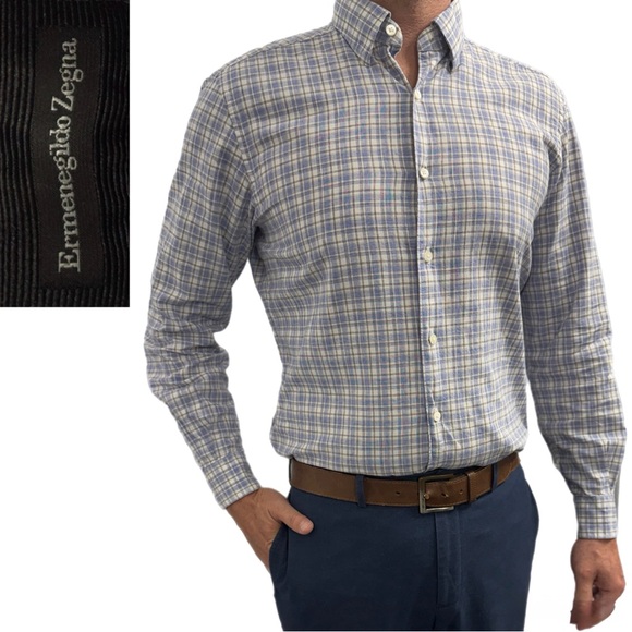 Ermenegildo Zegna Other - Ermenegildo Zegna Plaid Button-Down Shirt | Size L | Excellent